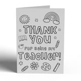 Thank you Teacher Colouring Occassion Card